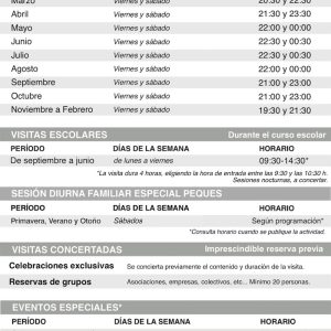 Horarios Centro Astronómico de Tiedra 2025
