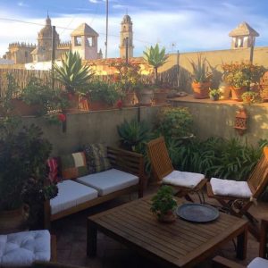 Jardín de la Fonda Barranco en Jerez de la Frontera en Cádiz
