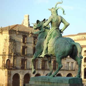 Estatua ecuestre de Francisco Pizarro en Trujillo en Cáceres