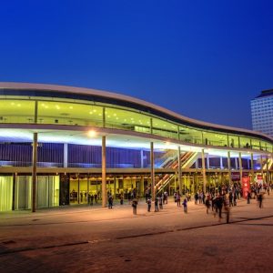 Fachada de la Fira de Barcelona en Cataluña