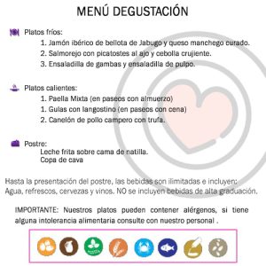 Menu degustacion del barco Miarma dos en Sevilla