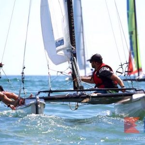 Alumnos de catamaran de la Escuela Española de vela en Islantilla