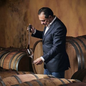 Catador de vino en bodegas Palacio de Lerma en la provincia de Burgos