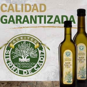 Botellas de aceite de la Cooperativa Sierra de Cádiz