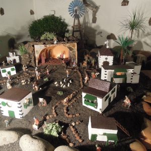 Detalle de un nacimiento en Navidad en Lanzarote
