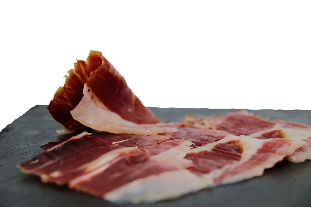 Lonchas de jamón ibérico de la fábrica de jamones Iber Pro Ibérico en Trujilo en la provincia de Cáceres