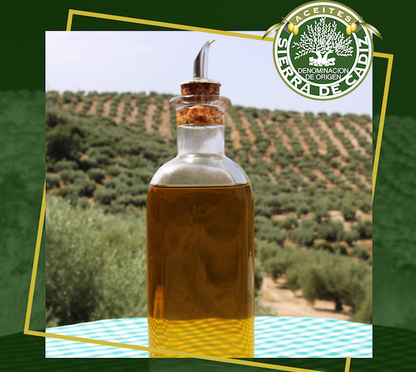Botella de aceite de la cooperativa Sierra de Cádiz en Olvera