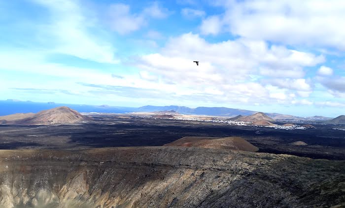 Vista del interior del cráter de la Caldera Blanca en Lanzarote