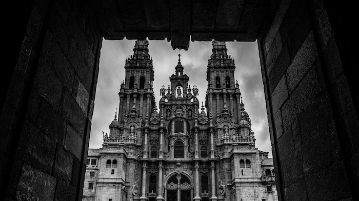 Vista de la catedral de Santiago de Compostela en Galicia