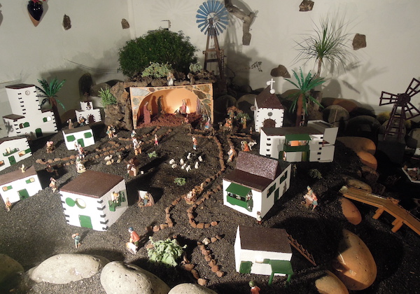 Detalle de un nacimiento en Navidad en Lanzarote