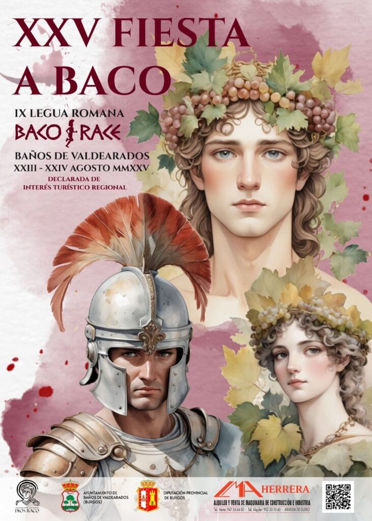 Cartel descriptivo de la fiesta en Baños de Valdearados en agosto